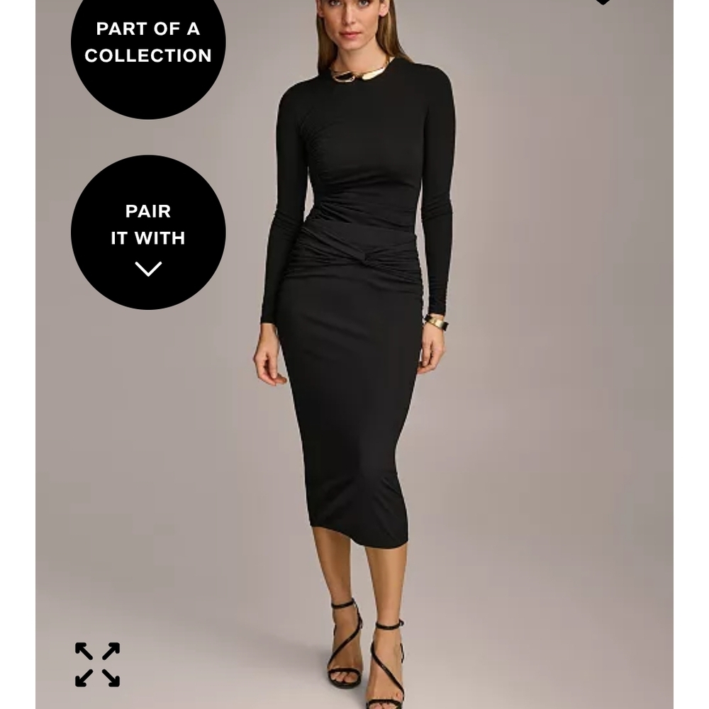 Donna Karan Elegant Black Pencil Skirt . Twist Front